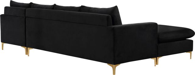 Meridian Furniture Naomi 2-Piece Black Velvet Reversible Sofa Chaise Sectional-2