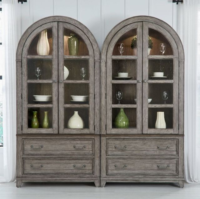 Liberty Furniture River Place 2-Piece Riverstone Gray/Tobacco Bunching Curio Set-1