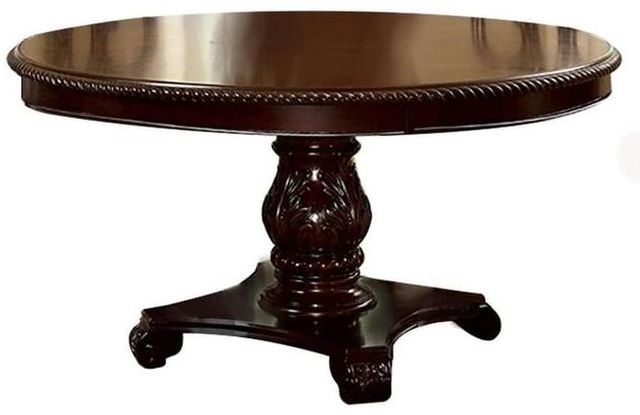 Furniture of America® Bellagio 7-Piece Brown Cherry Dining Table Set with Leather Side Chair-3