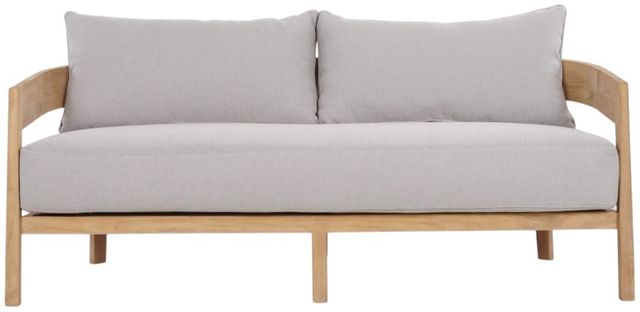 Bramble Raleigh Natural/Sand Cream Fabric/Teak Outdoor 2-Seater Sofa-1