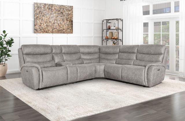 New Classic® Home Furnishings Kamari 3-Piece Gray L-Shape Power Reclining Sectional-1