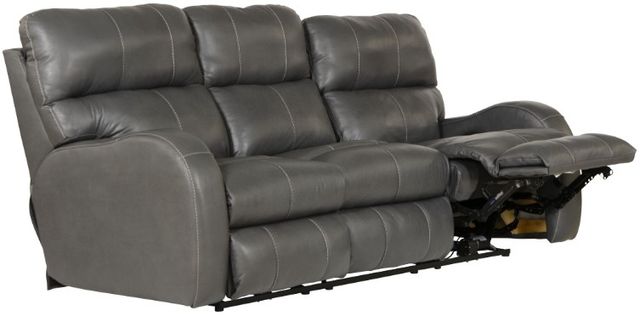 Catnapper® Angelo Gunmetal Leather Power Lay Flat Reclining Sofa with Power Adjustable Headrest-1