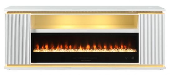 Furniture of America® Medea White 71" TV Stand with Electric Fire Place-2