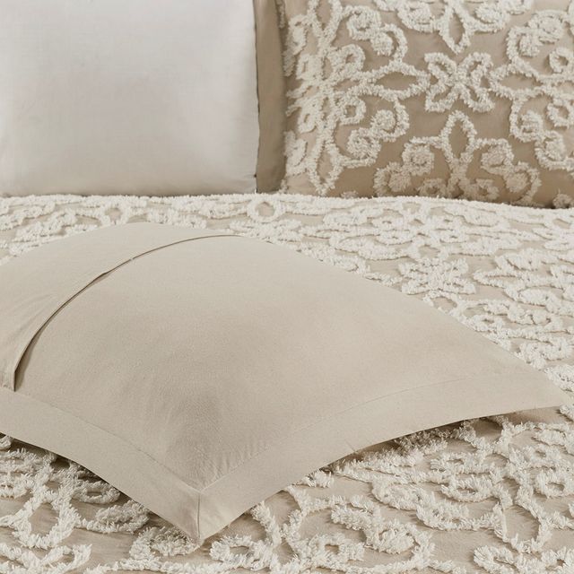 Olliix by Madison Park Sabrina 4 Piece Taupe Full/Queen Tufted Chenille Comforter Set-3