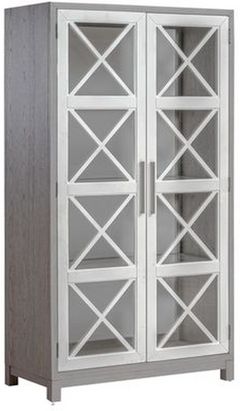 Liberty Furniture Palmetto Heights Two-Tone Shell White/Driftwood Bunching Display Cabinet