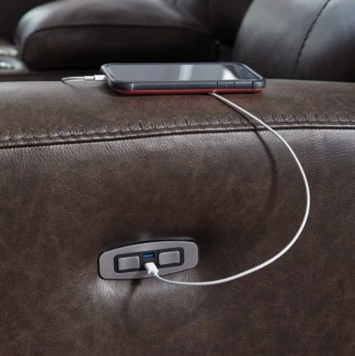 Signature Design by Ashley® Crossplex Smoke Power Reclining Console Loveseat with Adjustable Headrest-4