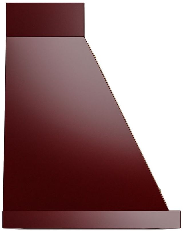 Ilve® Nostalgie II Noblesse 40" Burgundy Wall Mounted Range Hood with Brass Trim-2