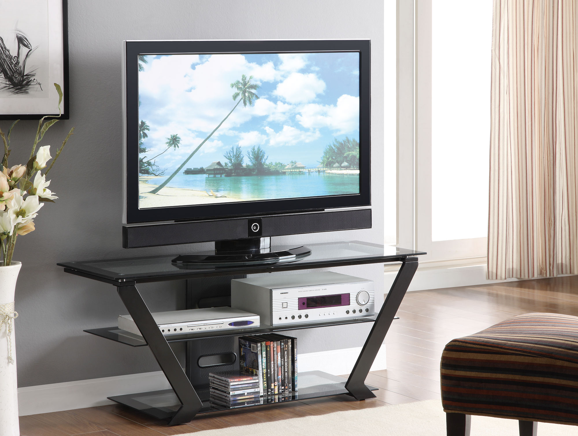Coaster Donlyn Black 2-Tier TV Console - Thumbnail 3