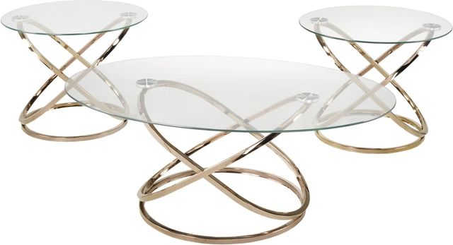 Brassex Inc. Rose Gold 3-Piece Coffee Table Set-0