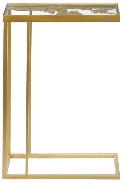 Deco Marche Clear Glass Top Rectangular Accent Table with Gold Base-2