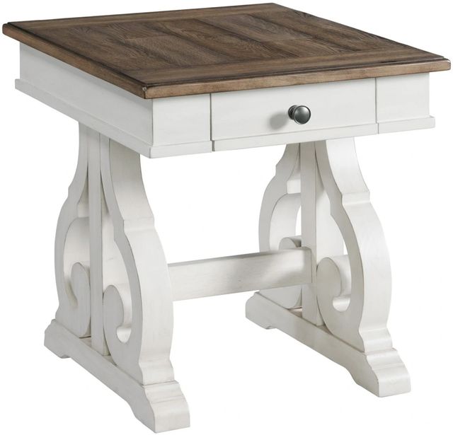 Intercon Drake French Oak End Table with Rustic Gray Base-0