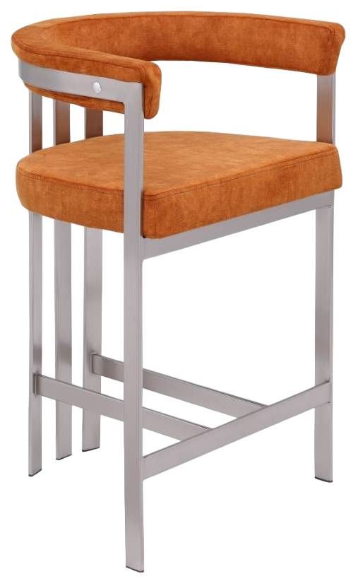Meridian Furniture Marcello Brushed Cognac/Brushed Chrome Counter Stool-0