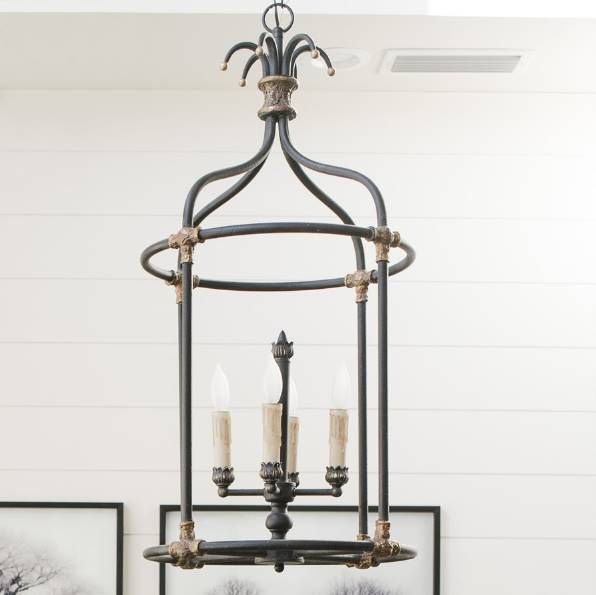 YHD Rustic Black 4-Light Chandelier-1