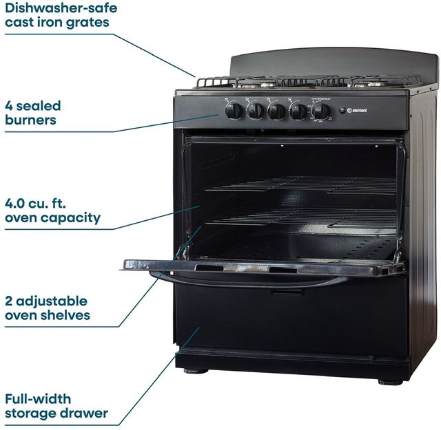 Element® 30" Black Freestanding Gas Range -4