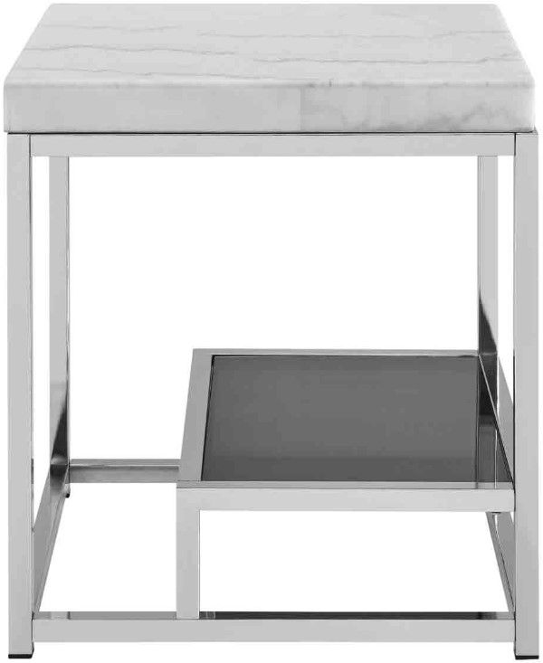 Steve Silver Co. Aston White End Table with Chrome Base-1