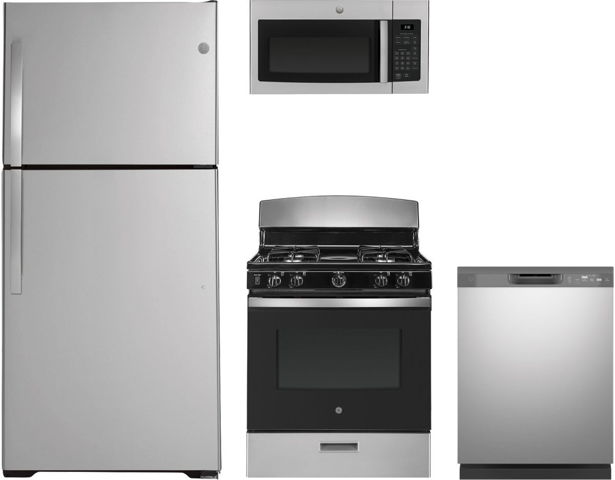 GE® 4 Piece Stainless Steel Kitchen Package