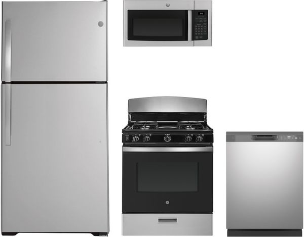 GE 4 Piece Stainless Steel Kitchen Package