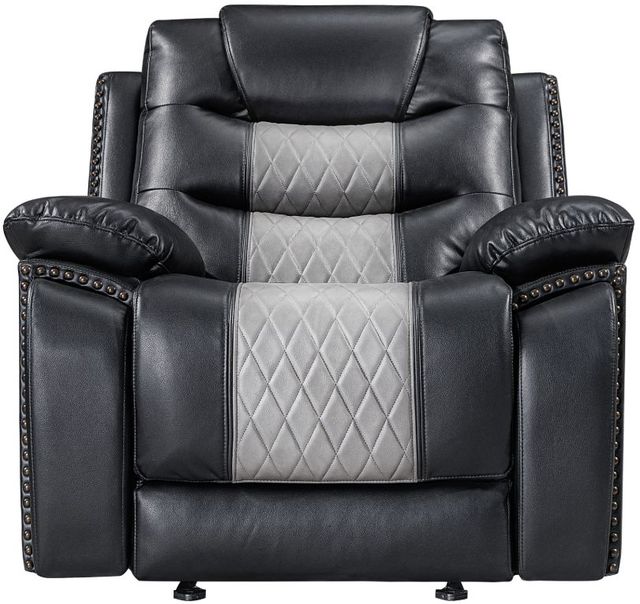 New Classic® Home Furnishings Nikko Black/Gray Manual Glider Recliner-2
