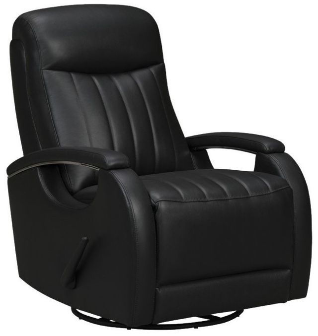 BarcaLounger® Braxton Lynn Onyx Leather Manual Swivel Glider Recliner-0