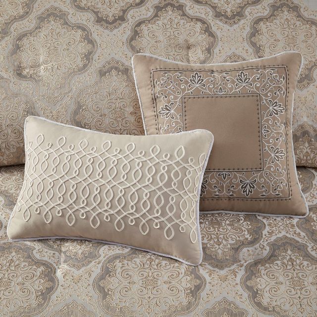 Olliix by Madison Park Mariella 7 Piece Ivory Queen Jacquard Comforter Set-4