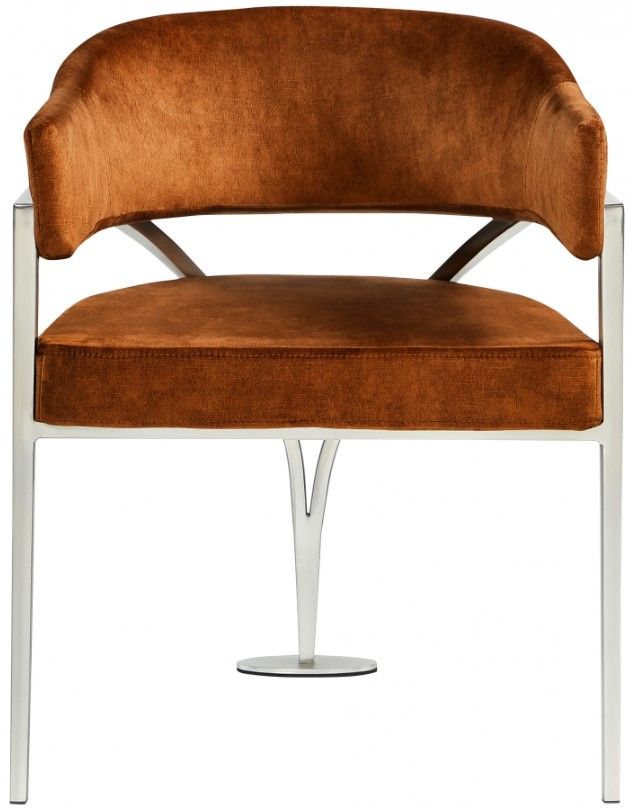 Meridian Furniture Madelyn Cognac/Chrome Velvet Dining Chair-1