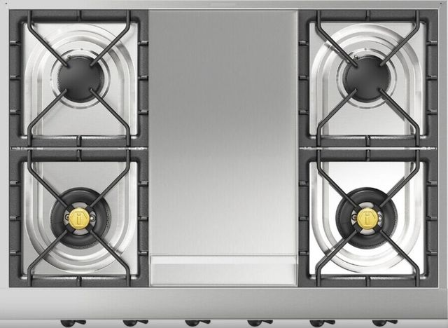 Ilve Nostalgie II 36” Stainless Steel Gas Rangetop with 6 Burners, Griddle and Burnished Trim-0
