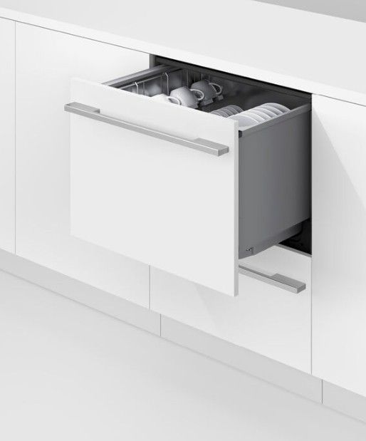 A traditional drop-down door dishwasher A traditional drop-down door dishwasher