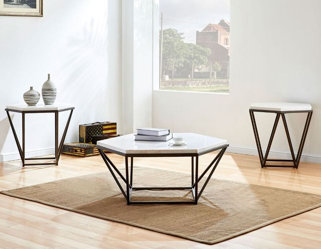 Steve Silver Co. Corvus White End Table with Coffee Base-1