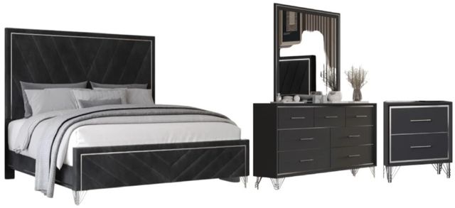 New Classic® Home Furnishings Ava 4-Piece Black Eastern King Bedroom Set-0