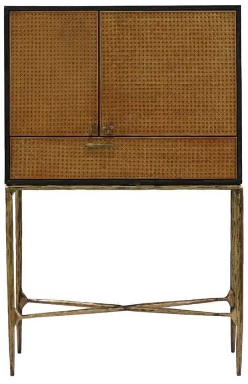 YHD Charisse Espresso/Forged Distressed Brass Tall Cabinet-0
