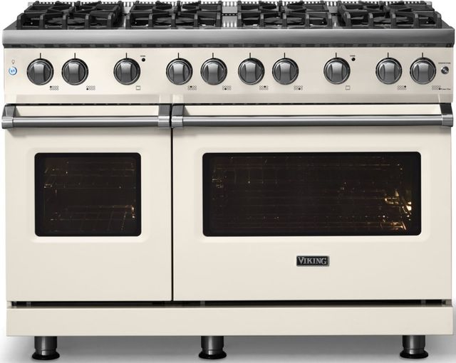 Viking® 5 Series 48" Pure White Pro Style Gas (NG) Range with Polished Chrome Trim-3