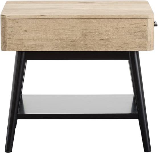 Magnussen Home® Fletcher Driftwood End Table with Black Base-3