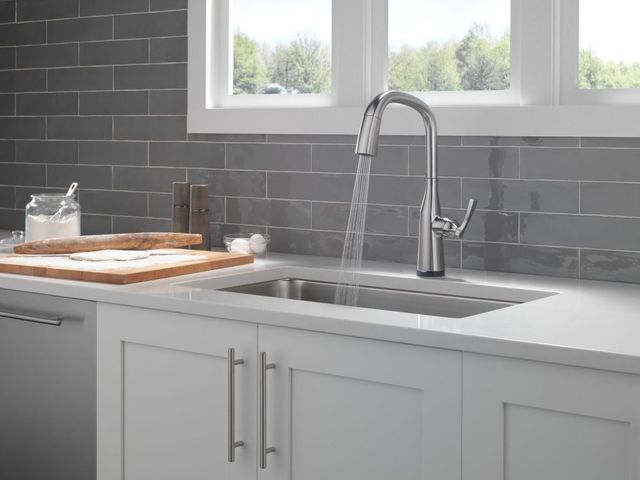 Delta Stryke® Lumicoat® Arctic Stainless Touch2O® Kitchen Faucet with Voice -3