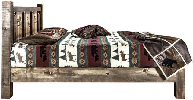 Montana Woodworks® Homestead Stain & Clear Lacquer Full Platform Bed with Laser Engraved Moose Design-2