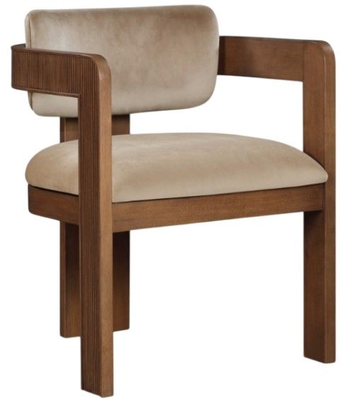 Meridian Furniture Sacha Beige/Brown Velvet Dining Chair-0