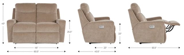 La-Z-Boy® Emmons Oak Leather Power Reclining Loveseat with Headrest and Lumbar-2