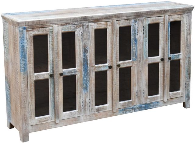 Jaipur Furniture Anika Group Klara Coastal Blue Windowpane Sideboard-0