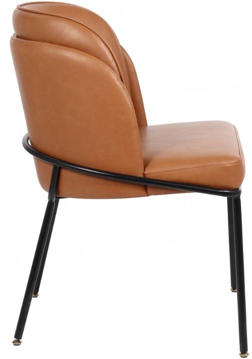 Meridian Furniture Jagger Cognac/Matte Black Vegan Leather Dining Side Chair-3