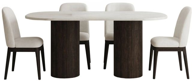 Elements International Sylvie 5-Piece Dark Brown/White Oval Dining Set-0