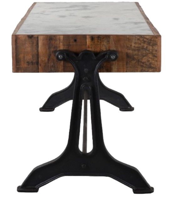 Home Trends & Design Bowery Antique Natural/Medium Brown Office Desk with Matte Black Base-2