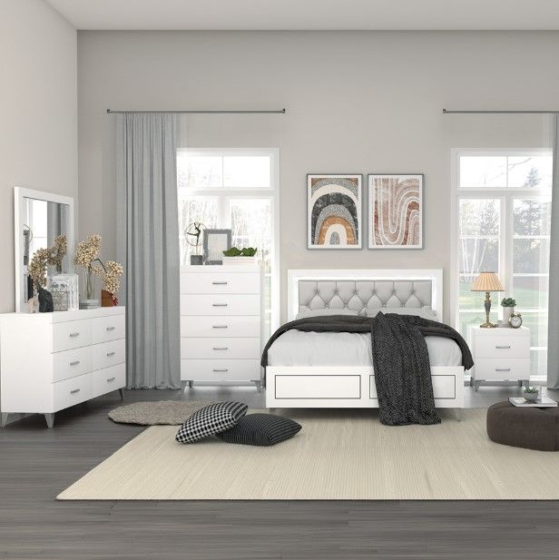 ACME Furniture Casilda Gray/White Eastern King Panel Bed-1