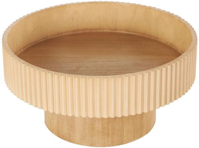 Deco Marche Light Brown Ribbed Decorative Bowl with Elevated Base-1