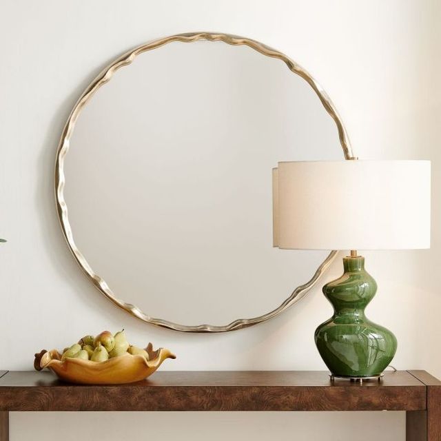 Uttermost® Crinkle Champagne Leaf Round Mirror-2