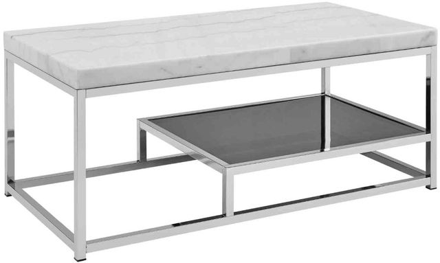 Steve Silver Co. Aston White Coffee Table with Chrome Base-0