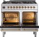 Ilve® Nostalgie II 40" Stainless Steel Pro Style Dual Fuel Range with Brass Trim-1