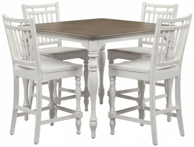 Liberty Furniture Magnolia Manor 5-Piece Antique White/Weathered Bark Optional Gathering Dining Set-0