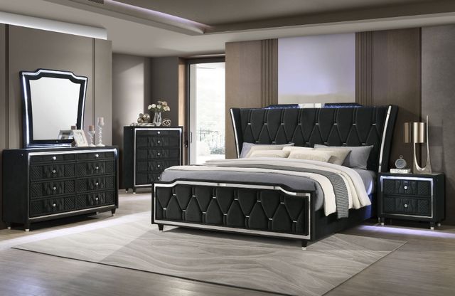 Coaster® Lorient 5-Piece Black Eastern King Bedroom Set-1