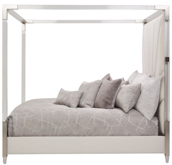 Michael Amini® Penthouse Ash Gray Eastern King Upholstered Canopy Bed-3