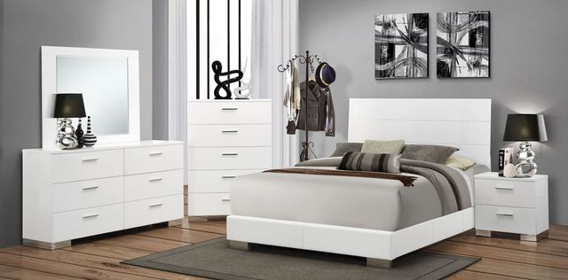 Coaster® Felicity 6-Piece Glossy White King Bedroom Set-0