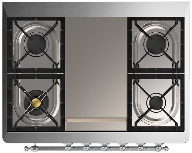 Ilve® Majestic III 36" Burgundy Pro Style Dual Fuel Natural Gas Range with Solid Door and Chrome Trim-3